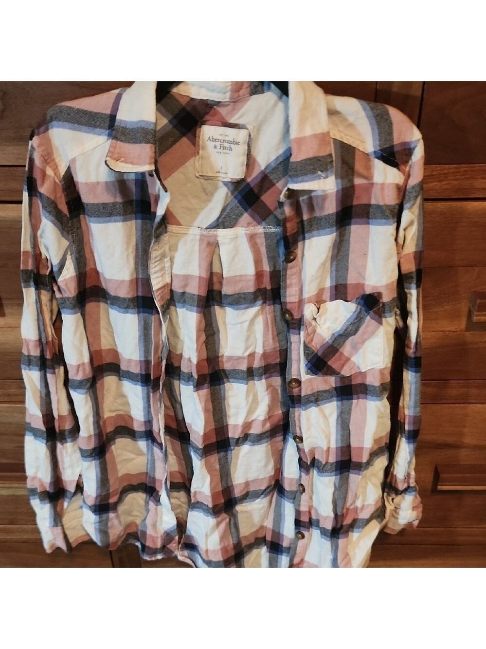 Vintage Abercrombie & Fitch Pink/Blue Multicolor Plaid Buttondown Small Shirt